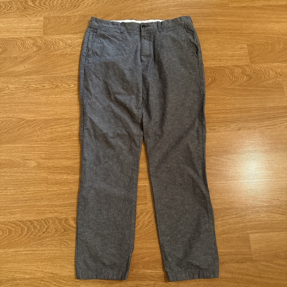 J CREW Pants Mens 34x32 (Act 34x31) Urban Slim Heather Blue Chambray Linen Blend